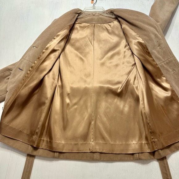 Vintage Juli se Roma Italian Cashmere Coat Women’s 10 Tan Belted Peacoat - Picture 6 of 12